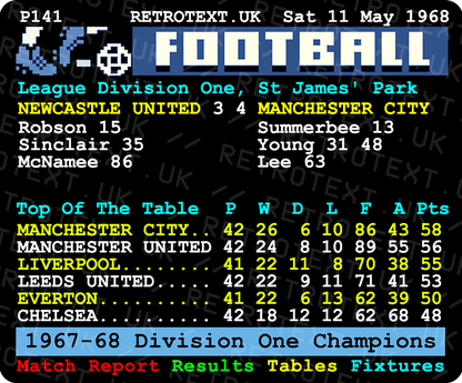 Manchester City 1968 Division One Champions Teletext Mug With Player Choice Ceramic 11oz mug Retrotext   