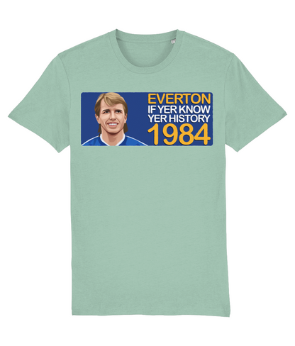 Everton 1984 Trevor Steven If Yer Know Yer History Unisex T-Shirt Stanley/Stella Retrotext Aloe XX-Small 