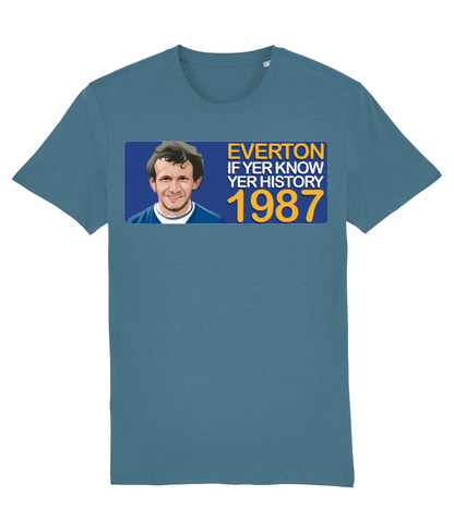 Everton 1987 Peter Reid If Yer Know Yer History Unisex T-Shirt Stanley/Stella Retrotext Stargazer X-Small 