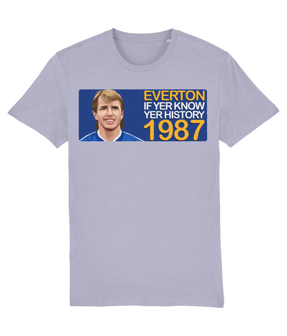 Everton 1987 Trevor Steven If Yer Know Yer History Unisex T-Shirt Stanley/Stella Retrotext Lavender XX-Small 