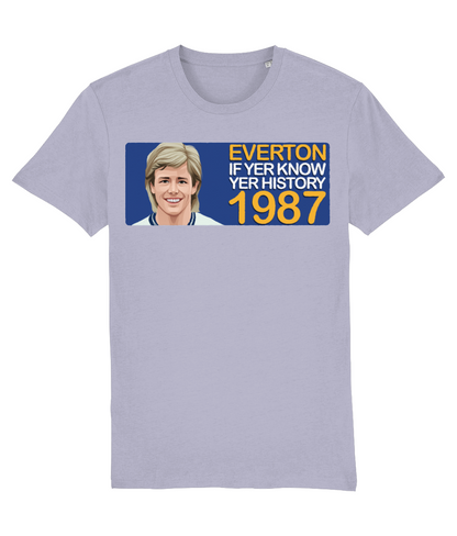 Everton 1987 Adrian Heath If Yer Know Yer History Unisex T-Shirt Stanley/Stella Retrotext Lavender XX-Small 