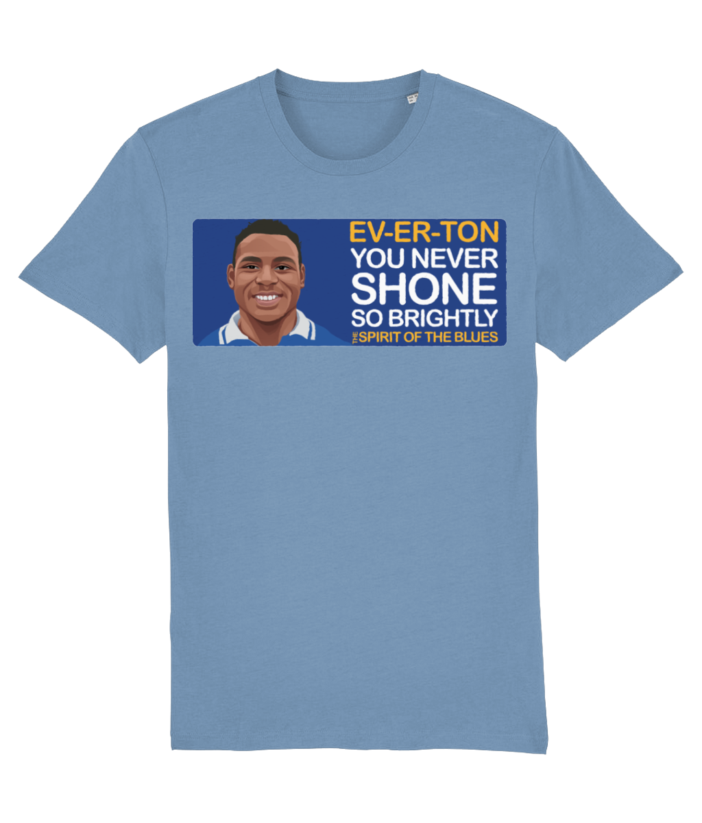 Everton Daniel Amokachi The Spirit Of The Blues Unisex T-Shirt Stanley/Stella Retrotext Mid Heather Blue XX-Small 