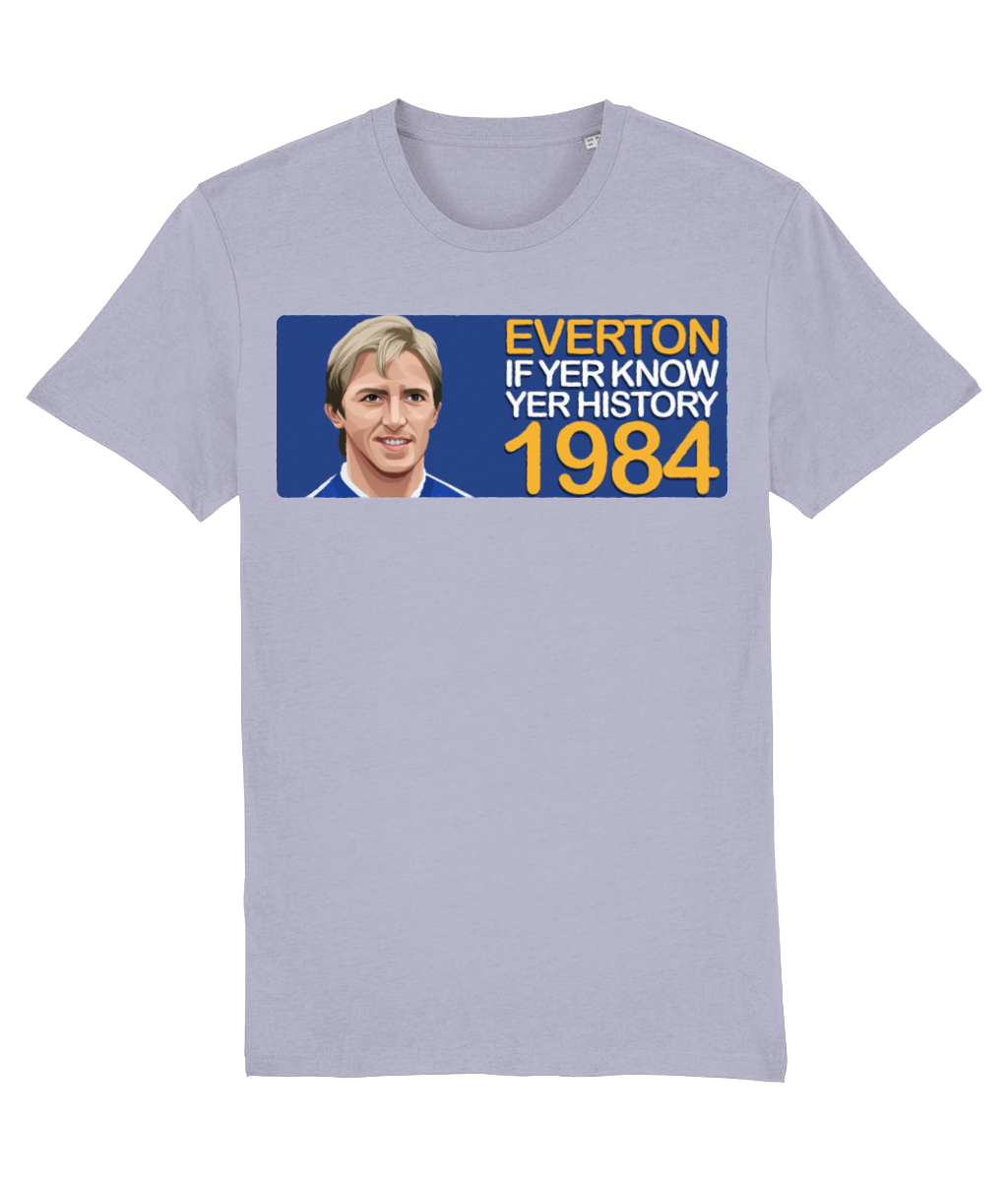 Everton 1984 Gary Stevens If Yer Know Yer History Unisex T-Shirt Stanley/Stella Retrotext Lavender XX-Small 