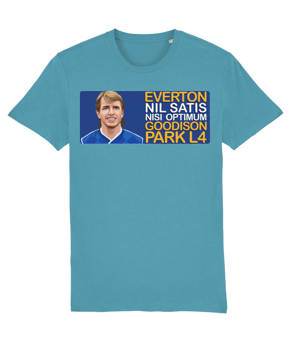 Everton Trevor Steven Goodison Park L4 Unisex T-Shirt Stanley/Stella Retrotext Atlantic Blue XX-Small 