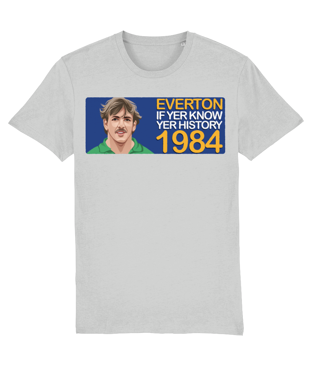 Everton 1984 Neville Southall If Yer Know Yer History Unisex T-Shirt Stanley/Stella Retrotext Heather Grey XX-Small 