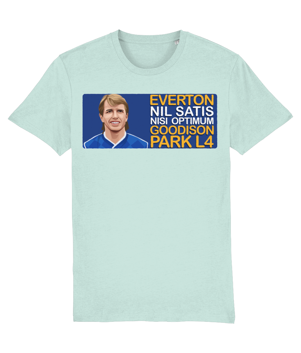 Everton Trevor Steven Goodison Park L4 Unisex T-Shirt Stanley/Stella Retrotext Caribbean Blue X-Small 