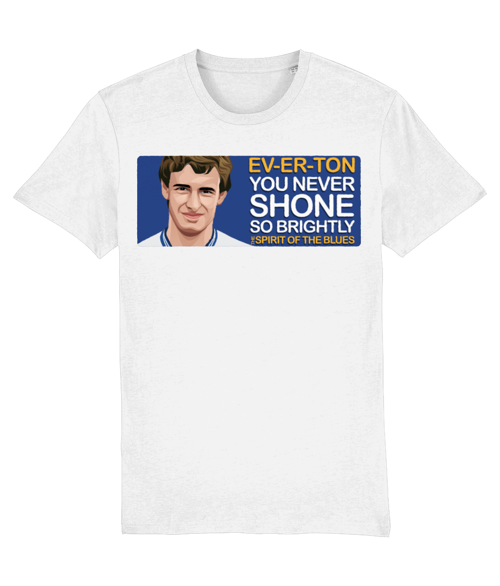 Everton Kevin Sheedy The Spirit Of The Blues Unisex T-Shirt Stanley/Stella Retrotext White XX-Small 