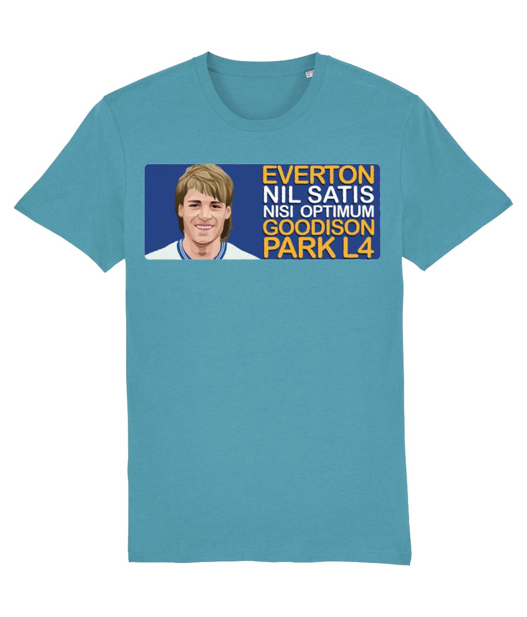 Everton 'Psycho' Pat van den Hauwe Goodison Park L4 Unisex T-Shirt Stanley/Stella Retrotext Atlantic Blue XX-Small 