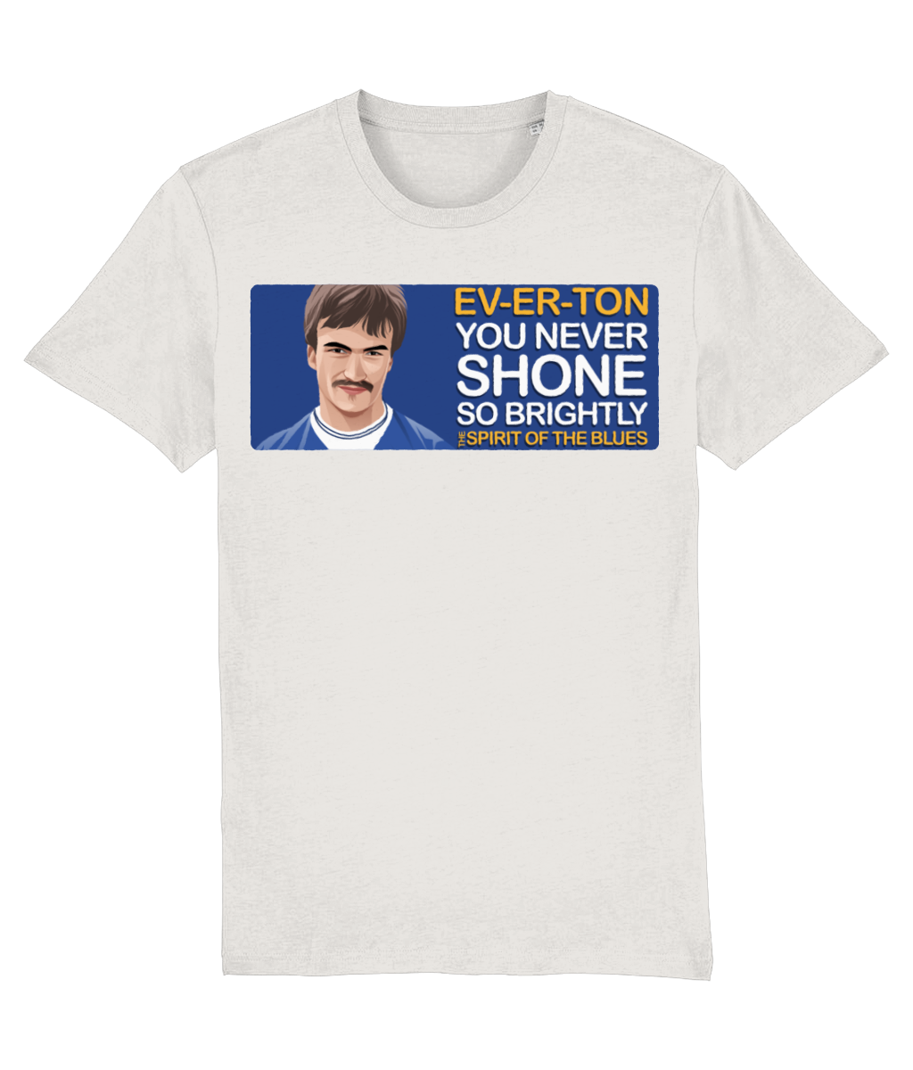 Everton Derek Mountfield The Spirit Of The Blues Unisex T-Shirt Stanley/Stella Retrotext Vintage White XX-Small 