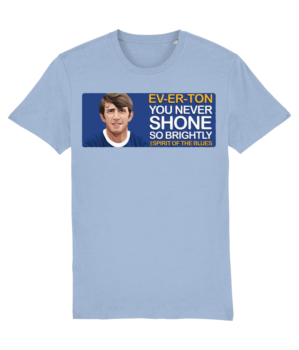 Everton Howard Kendall (Player) The Spirit Of The Blues Unisex T-Shirt Stanley/Stella Retrotext Sky Blue X-Small 