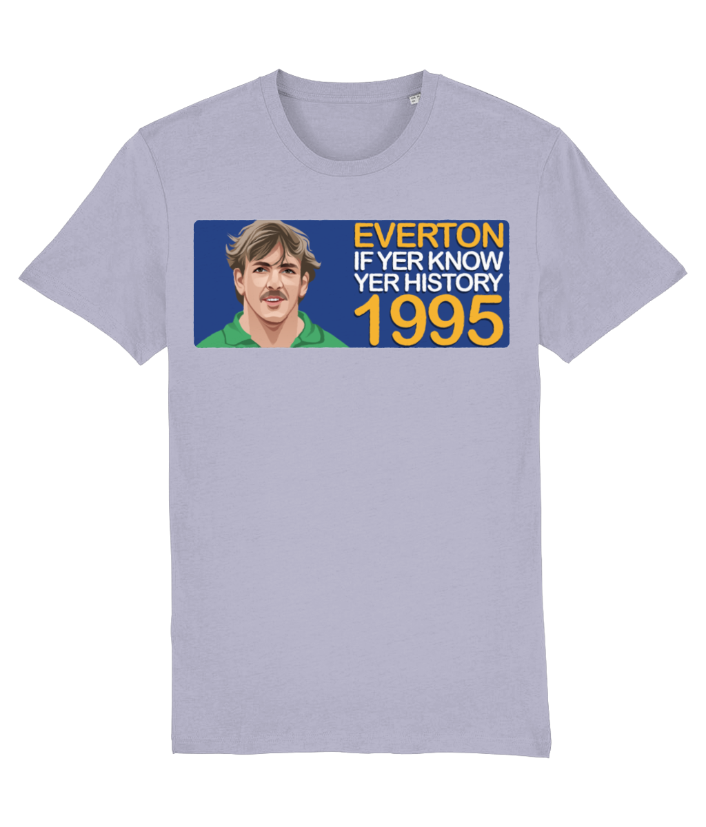 Everton 1995 Neville Southall If Yer Know Yer History Unisex T-Shirt Stanley/Stella Retrotext Lavender XX-Small 