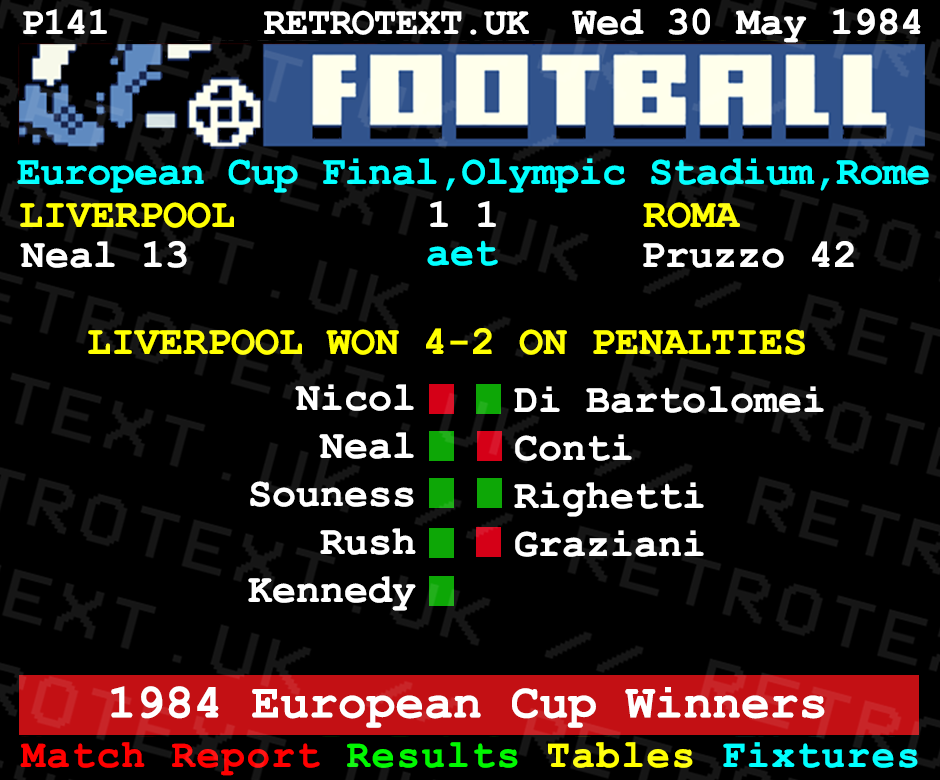 Liverpool 1984 European Cup Winners Teletext Mug Ceramic 11oz mug Retrotext   