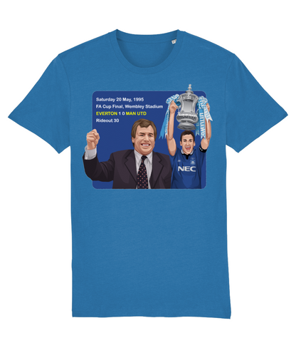 Everton 1995 FA Cup Winners Joe Royle Unisex T-Shirt T-Shirts Retrotext Royal Blue X-Small 