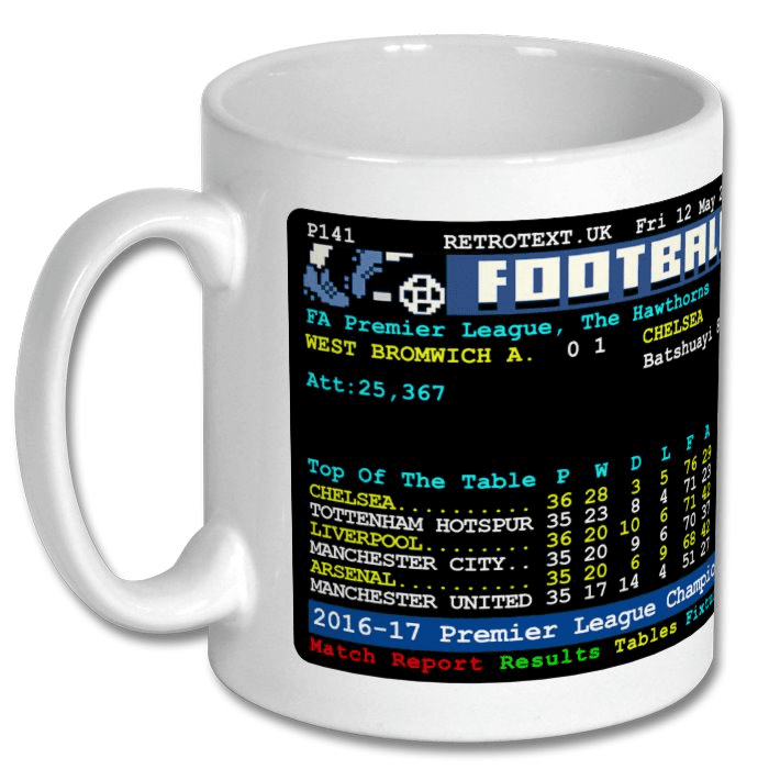 Chelsea 2017 Premier League Champions Teletext Mug Ceramic 11oz mug Retrotext   