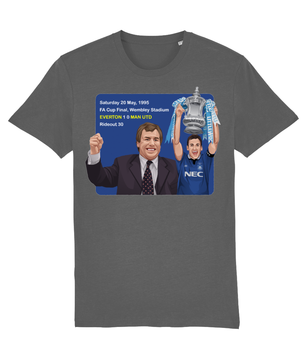 Everton 1995 FA Cup Winners Joe Royle Unisex T-Shirt T-Shirts Retrotext Anthracite X-Small 