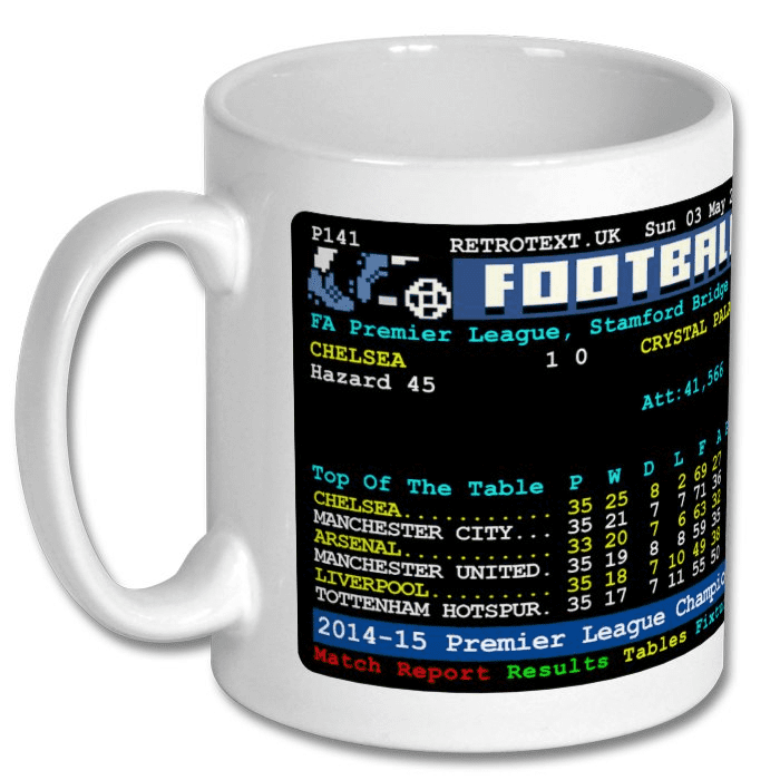 Chelsea 2015 Premier League Champions Jose Mourinho Teletext Mug Ceramic 11oz mug Retrotext   
