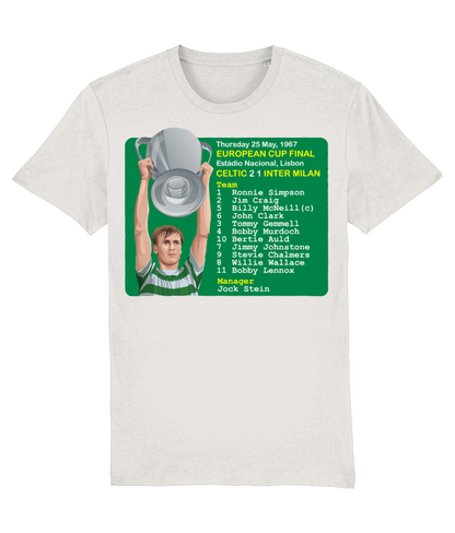 Celtic 1967 European Cup Winners Billy McNeill Unisex T-Shirt T-Shirts Retrotext Vintage White X-Small 