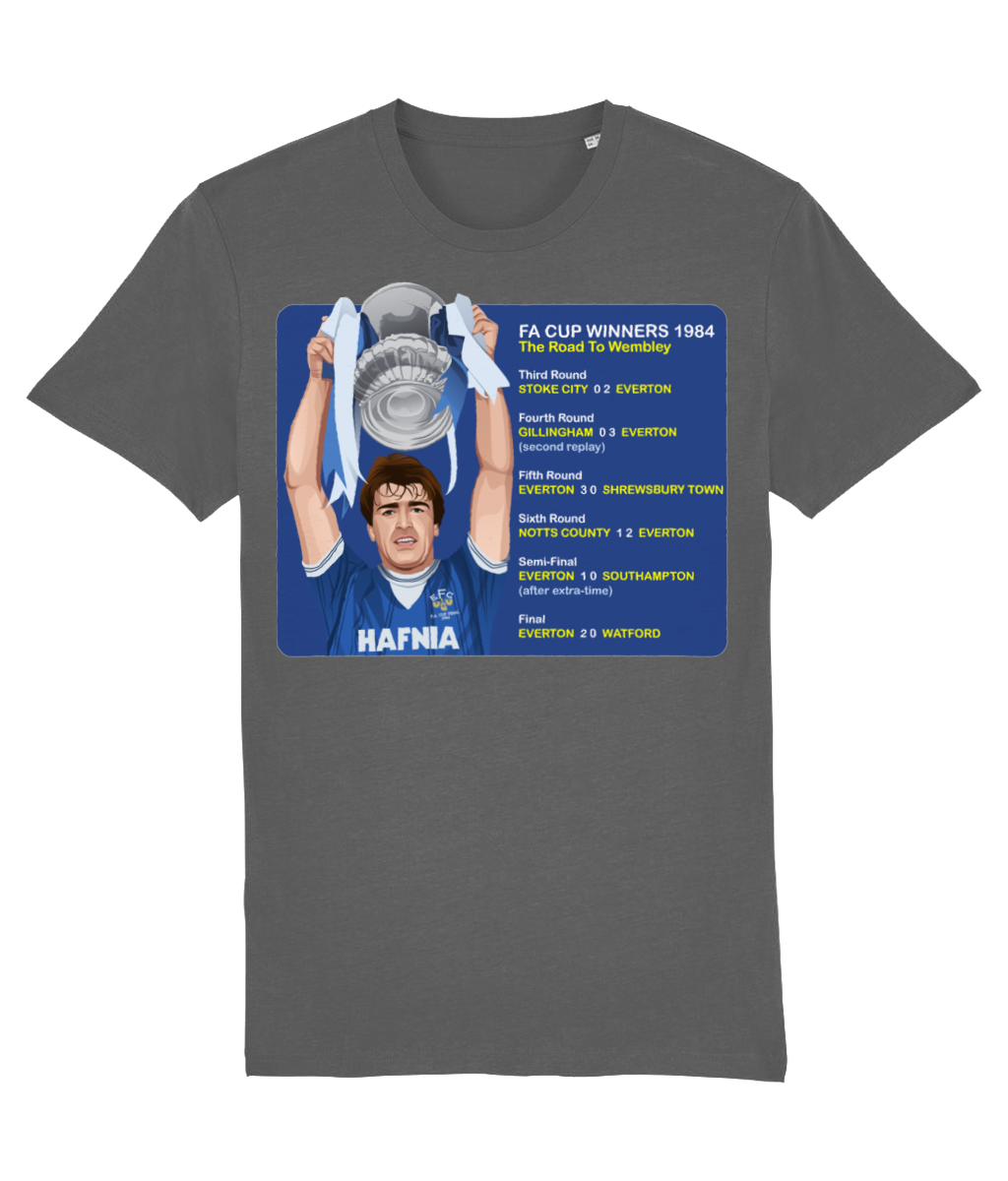 Everton 1984 Road To Wembley Kevin Ratcliffe Unisex T-Shirt T-Shirts Retrotext Anthracite X-Small 