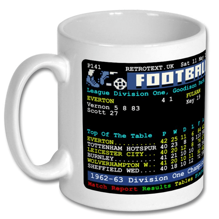 Everton 1962-63 Division One Champions Teletext Mug Ceramic 11oz mug Retrotext   