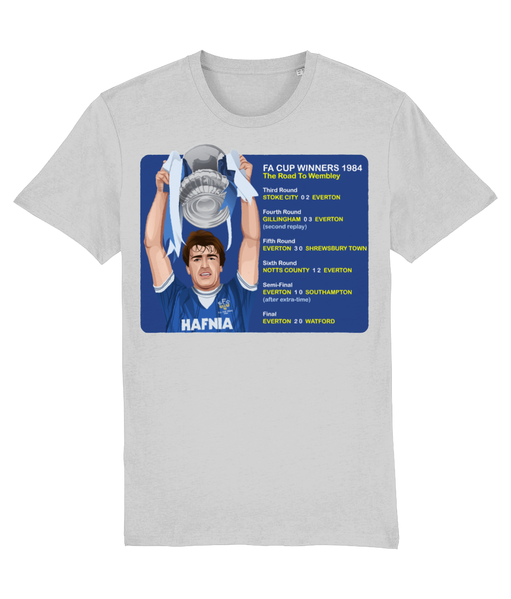 Everton 1984 Road To Wembley Kevin Ratcliffe Unisex T-Shirt T-Shirts Retrotext Heather Grey X-Small 